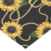 Classy Yellow Sunflower Stijlvol patroon op zwart Korte Tafelloper (Hoek)