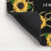 Classy Yellow Sunflower Stijlvol patroon op zwart Muismat (Hoek)