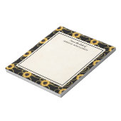 Classy Yellow Sunflower Stijlvol patroon op zwart Notitieblok (Linkerzijde)