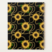 Classy Yellow Sunflower Stijlvol patroon op zwart Planner (Achterkant)