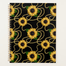 Classy Yellow Sunflower Stijlvol patroon op zwart