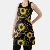 Classy Yellow Sunflower Stijlvol patroon op zwart Schort (Insitu)