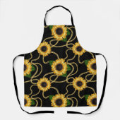 Classy Yellow Sunflower Stijlvol patroon op zwart Schort (Voorkant)