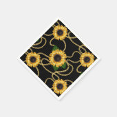 Classy Yellow Sunflower Stijlvol patroon op zwart Servet (Hoek)