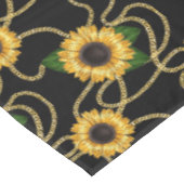 Classy Yellow Sunflower Stijlvol patroon op zwart Tafelkleed (Gekanteld)
