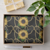 Classy Yellow Sunflower Stijlvol patroon op zwart Tissuepapier (Geschenk)