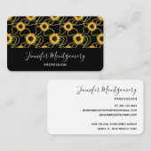 Classy Yellow Sunflower Stijlvol patroon op zwart Visitekaartje (Voorkant / Achterkant)