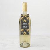 Classy Yellow Sunflower Stylish Pattern Birthday Flessenhanger (Op fles)