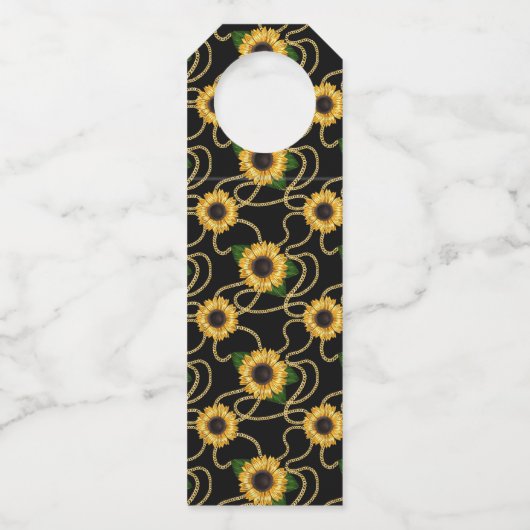 Classy Yellow Sunflower Stylish Pattern Birthday Flessenhanger (Achterkant)