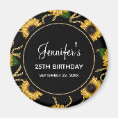 Classy Yellow Sunflower Stylish Pattern Birthday Magneet (Voorkant)