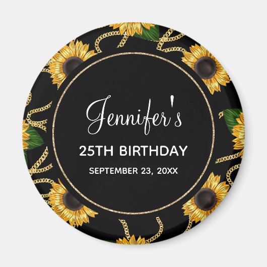 Classy Yellow Sunflower Stylish Pattern Birthday Magneet (Voorkant)