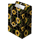 Classy Yellow Sunflower Stylish Pattern Birthday Medium Cadeauzakje (Achterkant Gekanteld)