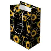 Classy Yellow Sunflower Stylish Pattern Birthday Medium Cadeauzakje (Voorkant Gekanteld)