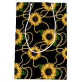 Classy Yellow Sunflower Stylish Pattern Birthday Medium Cadeauzakje (Achterkant)