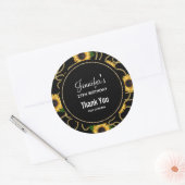 Classy Yellow Sunflower Stylish Pattern Birthday Ronde Sticker (Envelop)