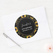 Classy Yellow Sunflower Stylish Pattern Birthday Ronde Sticker (Envelop)