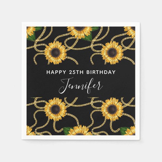Classy Yellow Sunflower Stylish Pattern Birthday Servet (Voorkant)