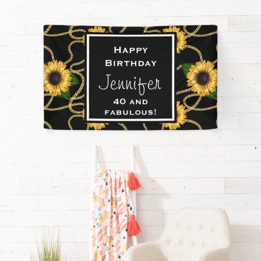 Classy Yellow Sunflower Stylish Pattern Birthday Spandoek (Insitu)