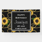 Classy Yellow Sunflower Stylish Pattern Birthday Spandoek (Horizontaal)