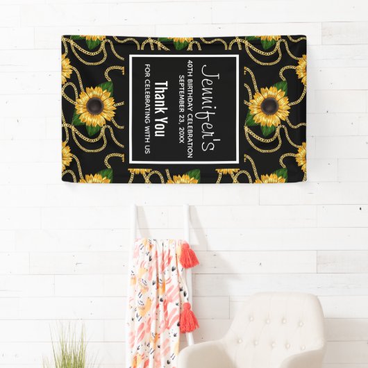 Classy Yellow Sunflower Stylish Pattern Birthday Spandoek (Insitu)