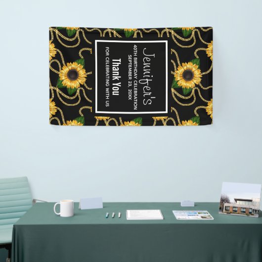 Classy Yellow Sunflower Stylish Pattern Birthday Spandoek (Beurs)