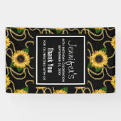 Classy Yellow Sunflower Stylish Pattern Birthday Spandoek (Horizontaal)