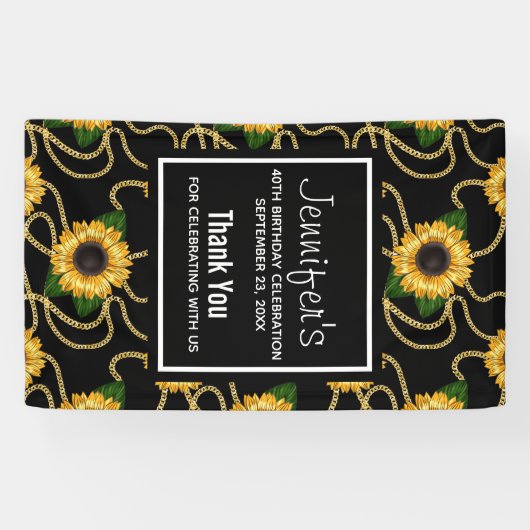 Classy Yellow Sunflower Stylish Pattern Birthday Spandoek (Horizontaal)