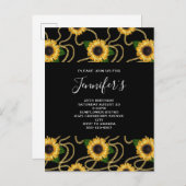 Classy Yellow Sunflower Stylish Pattern Birthday Uitnodiging Briefkaart (Voorkant / Achterkant)