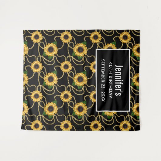 Classy Yellow Sunflower Stylish Pattern Birthday Wandkleed (Voorkant (horizontaal))