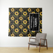 Classy Yellow Sunflower Stylish Pattern Birthday Wandkleed (In Situ (horizontaal))