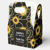 Classy Yellow Sunflower Stylish Pattern Hartelijk Bedankdoosjes (Geopend)