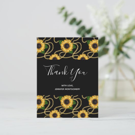 Classy Yellow Sunflower Stylish Pattern Hartelijk  Briefkaart (Staand voorkant)