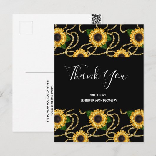 Classy Yellow Sunflower Stylish Pattern Hartelijk  Briefkaart (Voorkant / Achterkant)