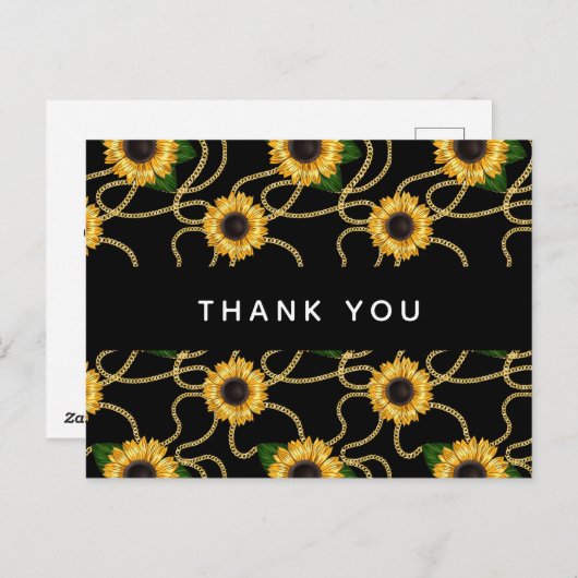 Classy Yellow Sunflower Stylish Pattern Hartelijk  Briefkaart (Voorkant / Achterkant)
