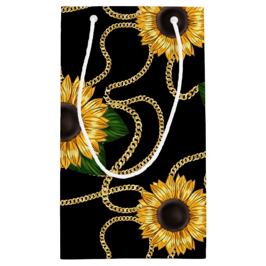 Classy Yellow Sunflower Stylish Pattern Hartelijk Klein Cadeauzakje (Achterkant)