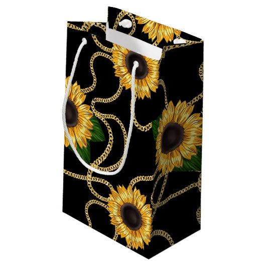 Classy Yellow Sunflower Stylish Pattern Hartelijk Klein Cadeauzakje (Achterkant Gekanteld)