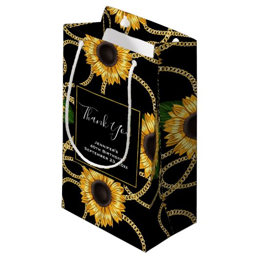 Classy Yellow Sunflower Stylish Pattern Hartelijk Klein Cadeauzakje (Voorkant Gekanteld)