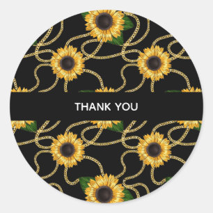 Classy Yellow Sunflower Stylish Pattern Hartelijk  Ronde Sticker