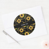 Classy Yellow Sunflower Stylish Pattern Hartelijk Ronde Sticker (Envelop)
