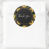 Classy Yellow Sunflower Stylish Pattern Hartelijk Ronde Sticker (Tas)