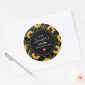 Classy Yellow Sunflower Stylish Pattern Kitchen Ronde Sticker (Envelop)