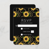Classy Yellow Sunflower Stylish Pattern Weddenscha RSVP Kaartje (Voorkant / Achterkant)
