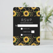 Classy Yellow Sunflower Stylish Pattern Weddenscha RSVP Kaartje (Staand voorkant)
