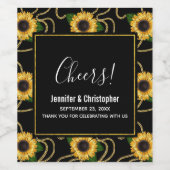 Classy Yellow Sunflower Stylish Pattern Weddenscha Wijn Etiket (Enkel label)