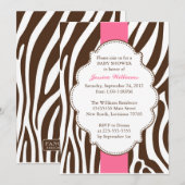 Classy Zebra Baby shower Kaart (Voorkant / Achterkant)