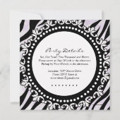 Classy Zebra Birthday Party Invitation Kaart (Achterkant)