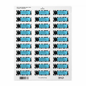 Classy Zebra Print Aqua Monogram Adresetiketten Etiket (Full Sheet)