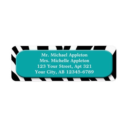 Classy Zebra Print Blauwgroen Adresetiketten Etiket (Voorkant)