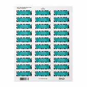 Classy Zebra Print Blauwgroen Adresetiketten Etiket (Full Sheet)