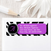 Classy Zebra Print Paarse monogram Adresetiketten Etiket (Insitu)